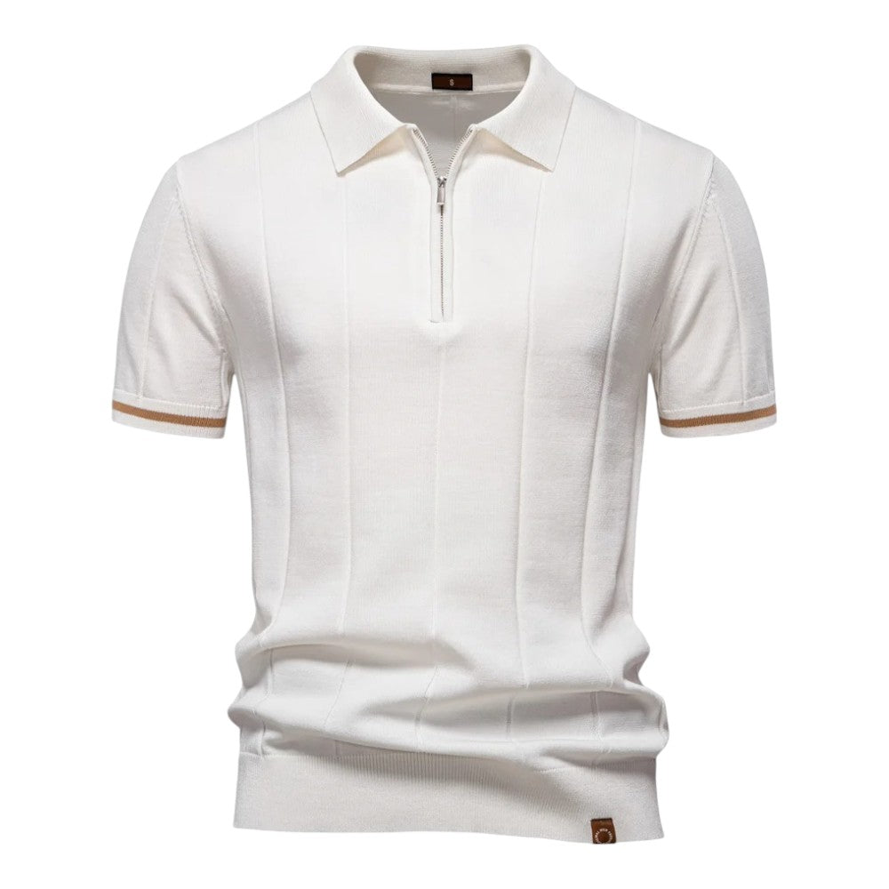 Polo Bruno de manga corta con cremallera