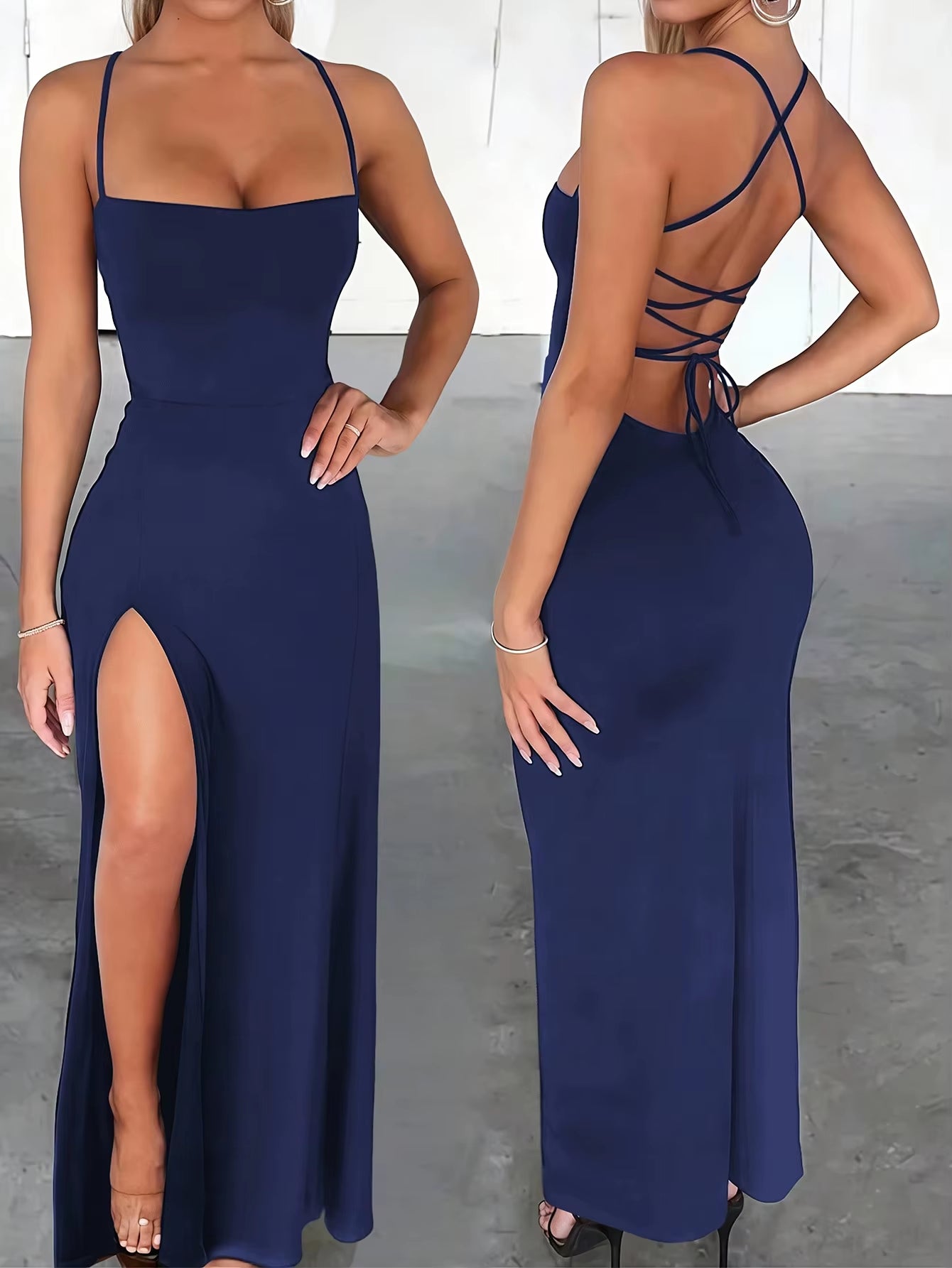 Vestido Sofía de Espalda Descubierta con Abertura Lateral
