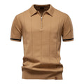 Polo Bruno de manga corta con cremallera