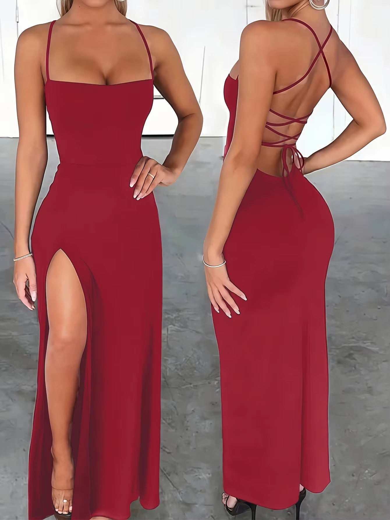 Vestido Sofía de Espalda Descubierta con Abertura Lateral