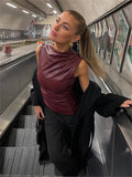 Top Valeria sin mangas de efecto piel