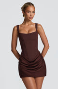 Vestido Amalia corto drapeado con espalda semiabierta